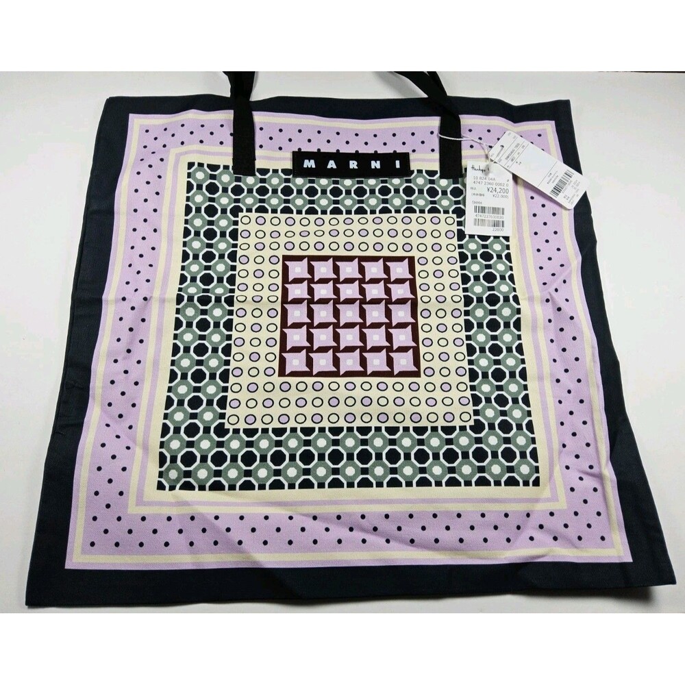 Marni Market Flower Cafe Collection Bandana Tote Bag Poia Purple